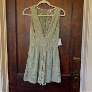 Charlotte Russe Sage green lace v neck romper